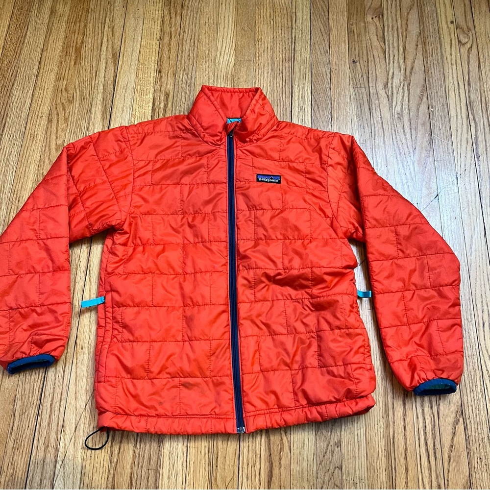 Patagonia Orange Nano Puff Jacket Kids Medium 10 Boys Girls Youth Coat Primaloft